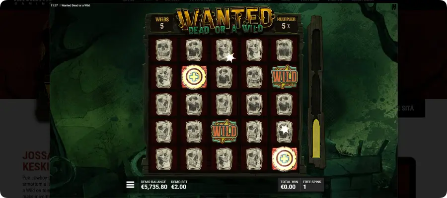 Dead Man's Hand -keräysvaihe 5 wildillä ja 5x kertoimella Wanted Dead or a Wild